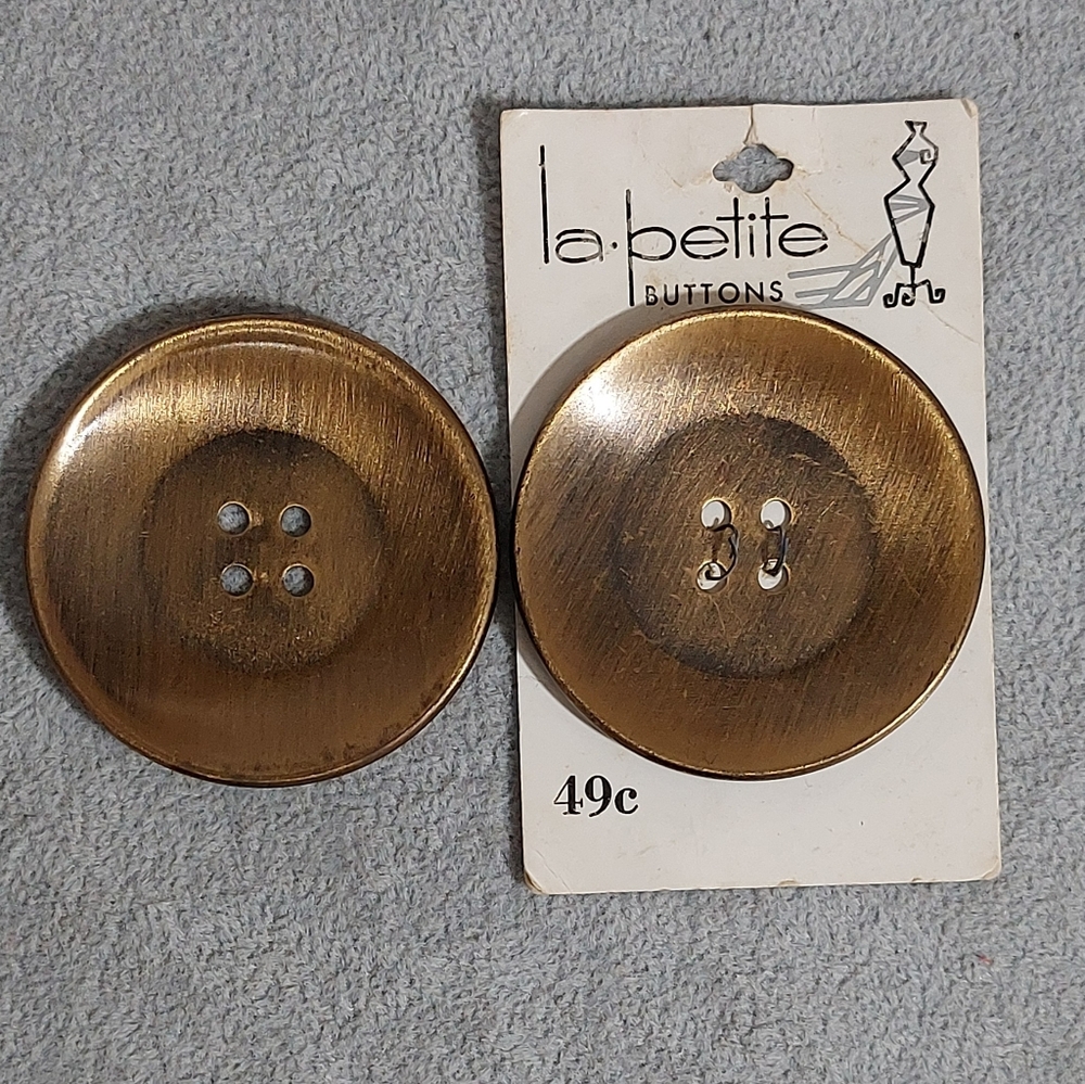 Vintage La Petite Gold Metal Buttons Set